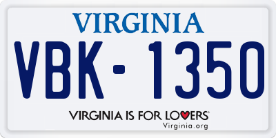 VA license plate VBK1350