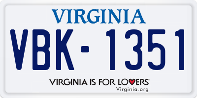 VA license plate VBK1351