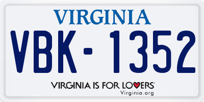 VA license plate VBK1352