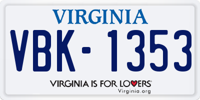 VA license plate VBK1353
