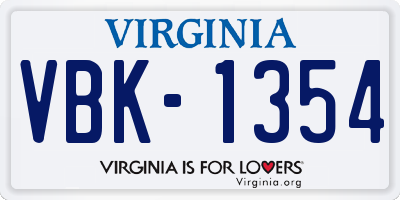 VA license plate VBK1354