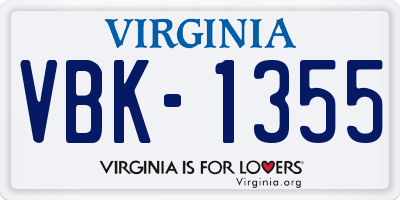 VA license plate VBK1355