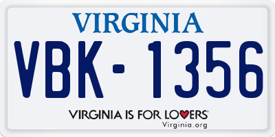 VA license plate VBK1356