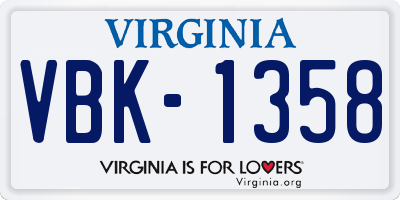 VA license plate VBK1358
