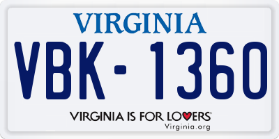 VA license plate VBK1360