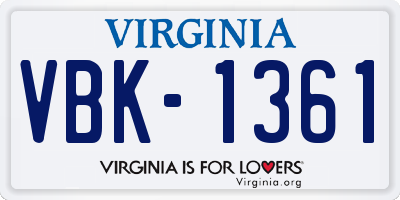 VA license plate VBK1361