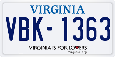 VA license plate VBK1363