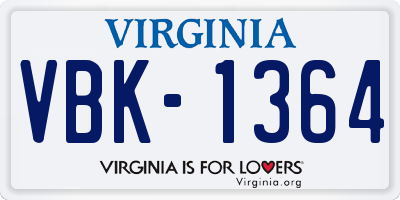 VA license plate VBK1364