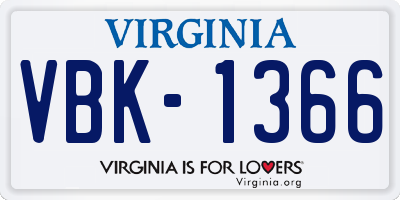 VA license plate VBK1366