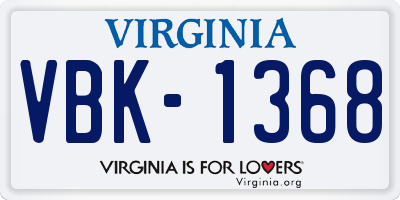 VA license plate VBK1368