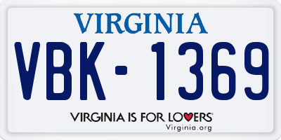 VA license plate VBK1369