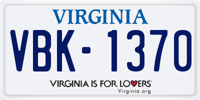 VA license plate VBK1370