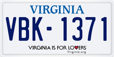 VA license plate VBK1371