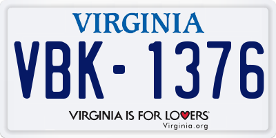 VA license plate VBK1376