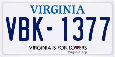 VA license plate VBK1377