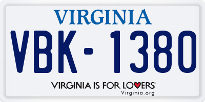 VA license plate VBK1380