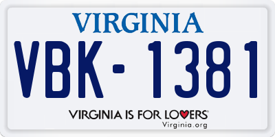 VA license plate VBK1381