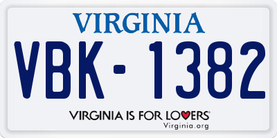 VA license plate VBK1382
