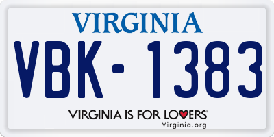 VA license plate VBK1383