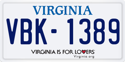 VA license plate VBK1389