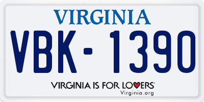 VA license plate VBK1390