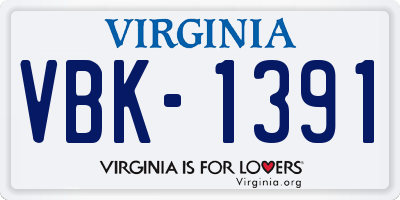VA license plate VBK1391