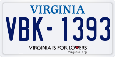 VA license plate VBK1393