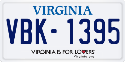 VA license plate VBK1395