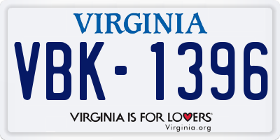 VA license plate VBK1396