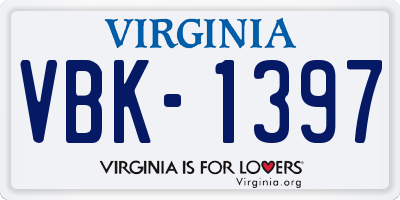 VA license plate VBK1397