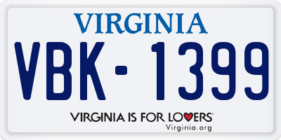 VA license plate VBK1399