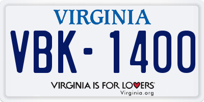 VA license plate VBK1400