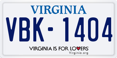 VA license plate VBK1404