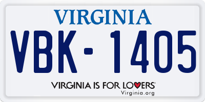 VA license plate VBK1405