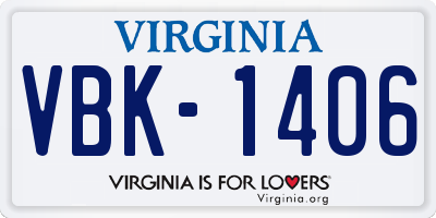 VA license plate VBK1406