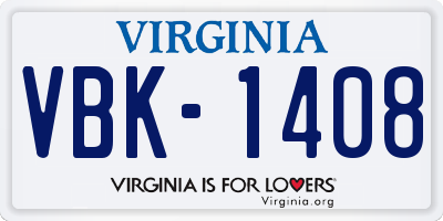 VA license plate VBK1408