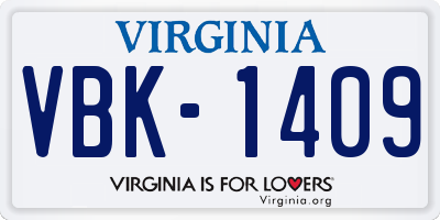 VA license plate VBK1409