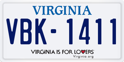 VA license plate VBK1411