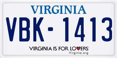 VA license plate VBK1413