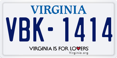 VA license plate VBK1414