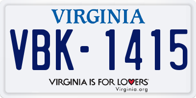 VA license plate VBK1415