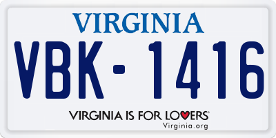 VA license plate VBK1416