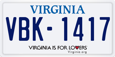 VA license plate VBK1417