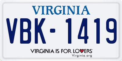 VA license plate VBK1419