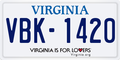 VA license plate VBK1420