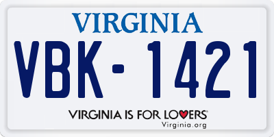 VA license plate VBK1421