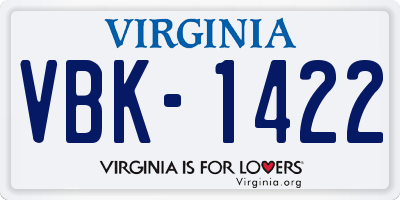 VA license plate VBK1422
