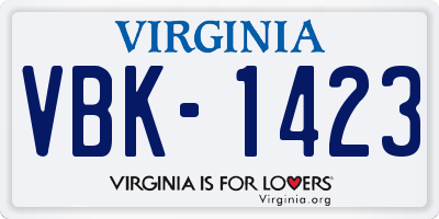 VA license plate VBK1423