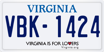 VA license plate VBK1424
