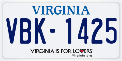 VA license plate VBK1425